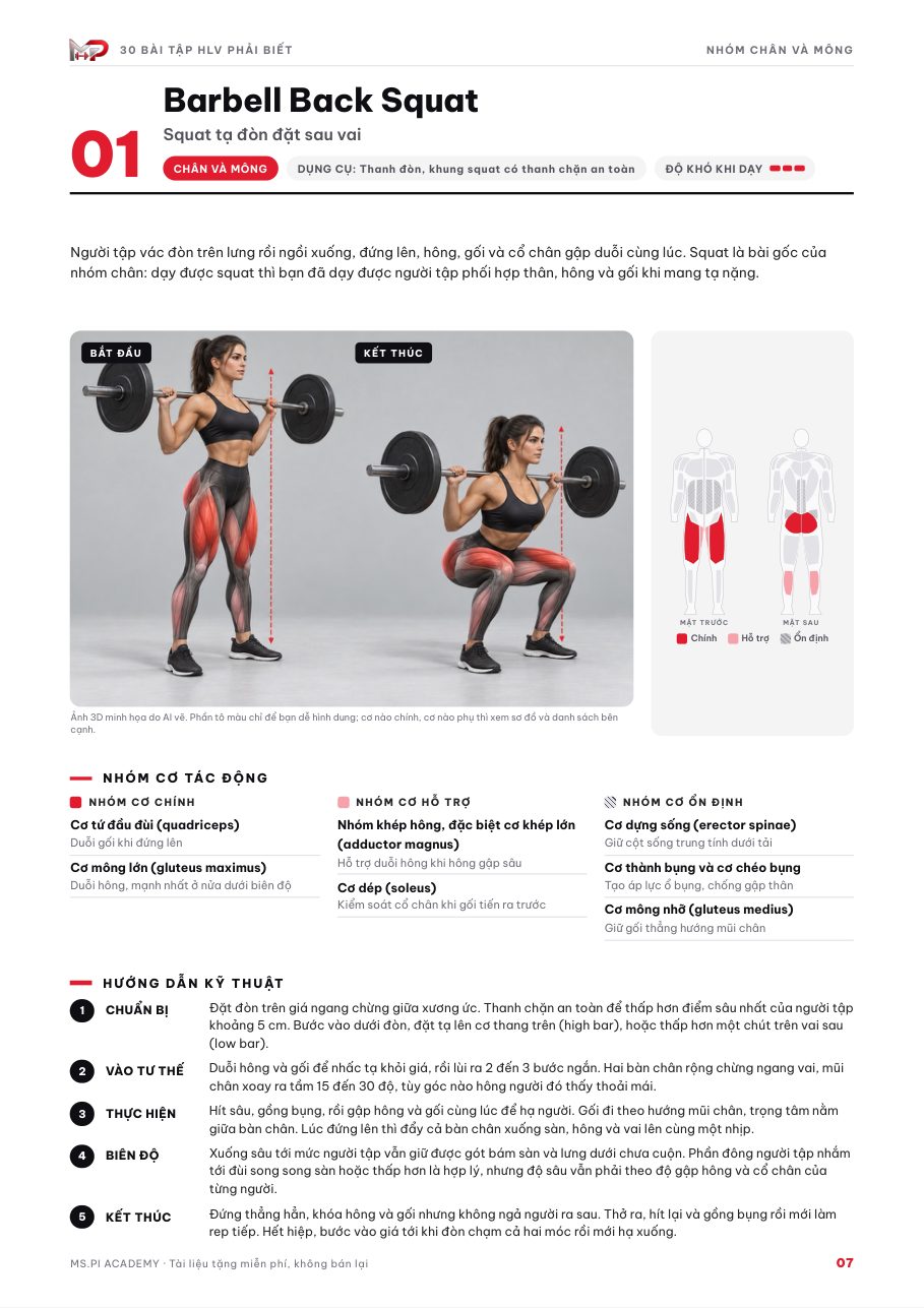 Trang kỹ thuật bài Barbell Back Squat